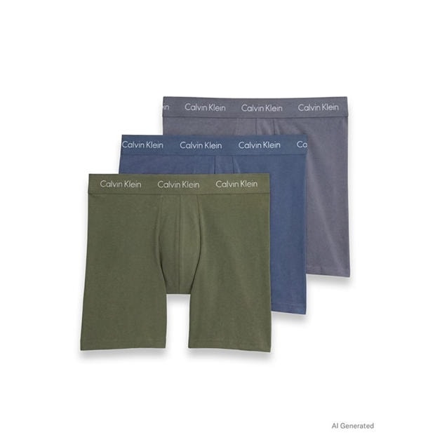 Blu/Grn/Gry - Calvin Klein - CalvinKlein 3 Pack Boxer Briefs