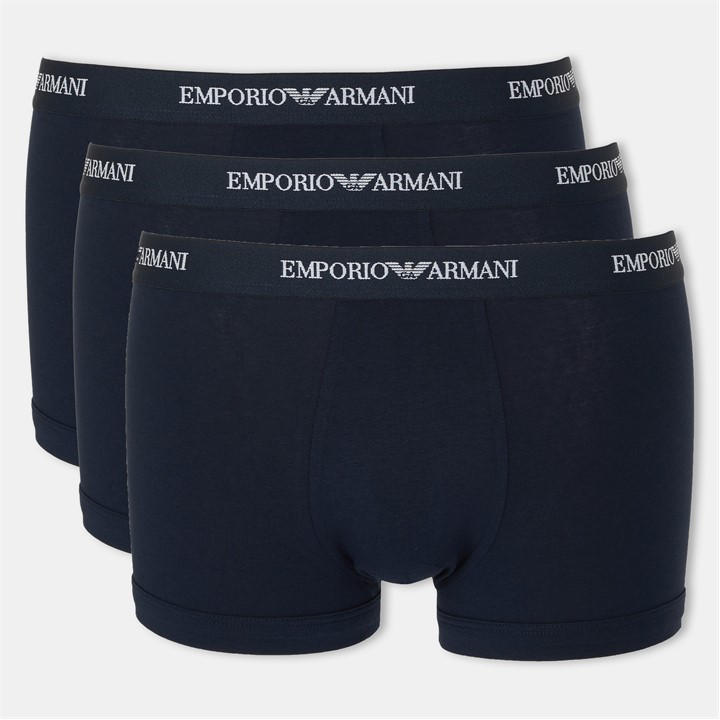 Emporio Armani Men's Blue Core Logo Boxers 3-Pack in Size 2XL, Sports Direct