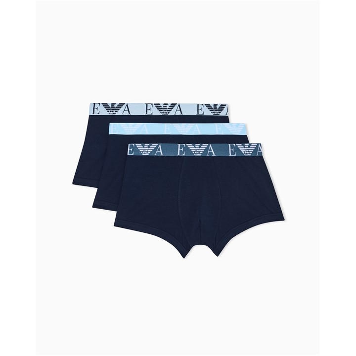 Emporio Armani Men's Blue Core Logo Boxers 3-Pack in Size XL, Sports Direct