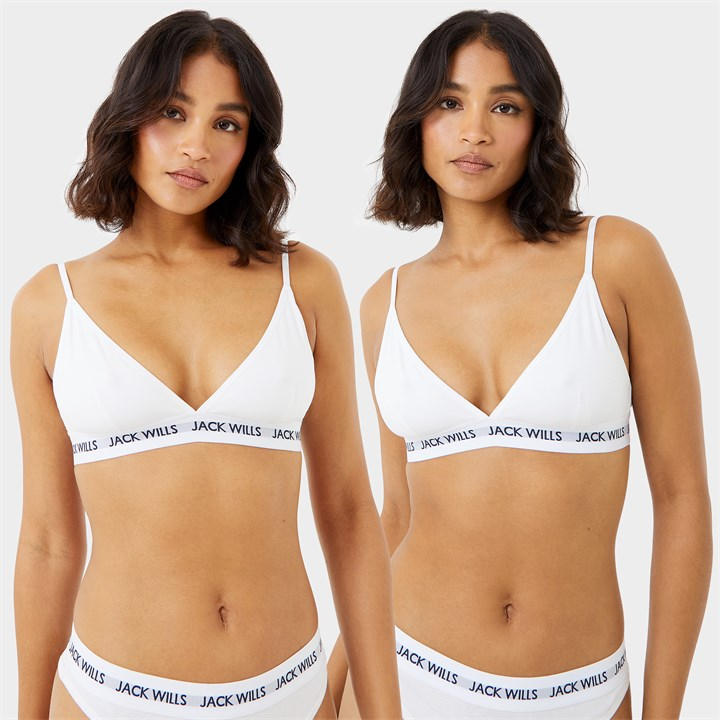 Jack Wills Women's White Jack Biddstone pack Bralette 2 Pack in Size 8, Sports Direct