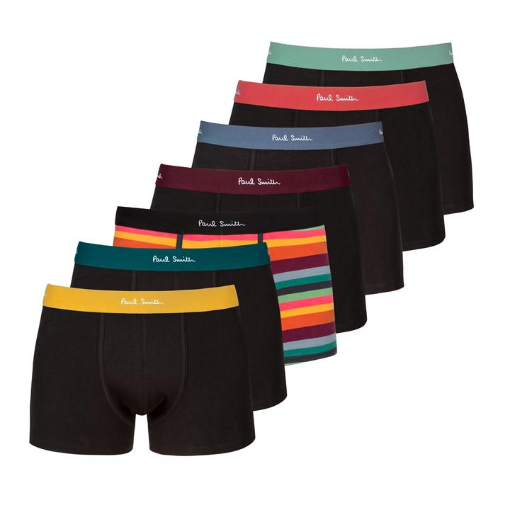 Paul Smith Men' Black 7-Pack Bright Waistband Boxer Briefs in Size S, Sports Direct