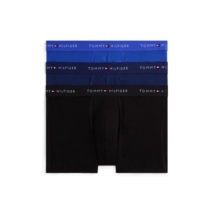 Tommy Hilfiger Men' Blue 3 Pack Signature Waistband Trunks in Size S, Sports Direct