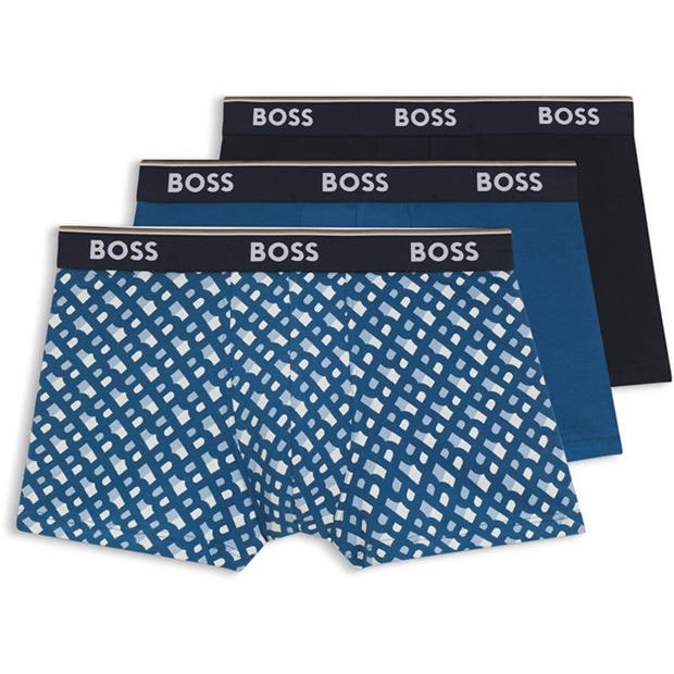 Open Blue - Boss - Mens BOSS Bodywear 3-Pack Boxer Shorts with Logo Detail