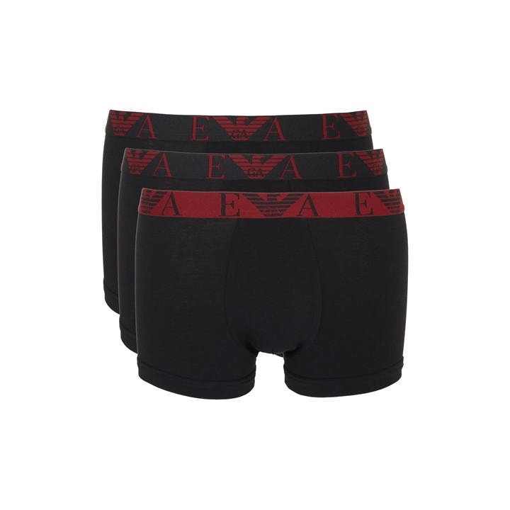 Emporio Armani Men's Black 3-Pack Logo Trunks in Size M, Sports Direct
