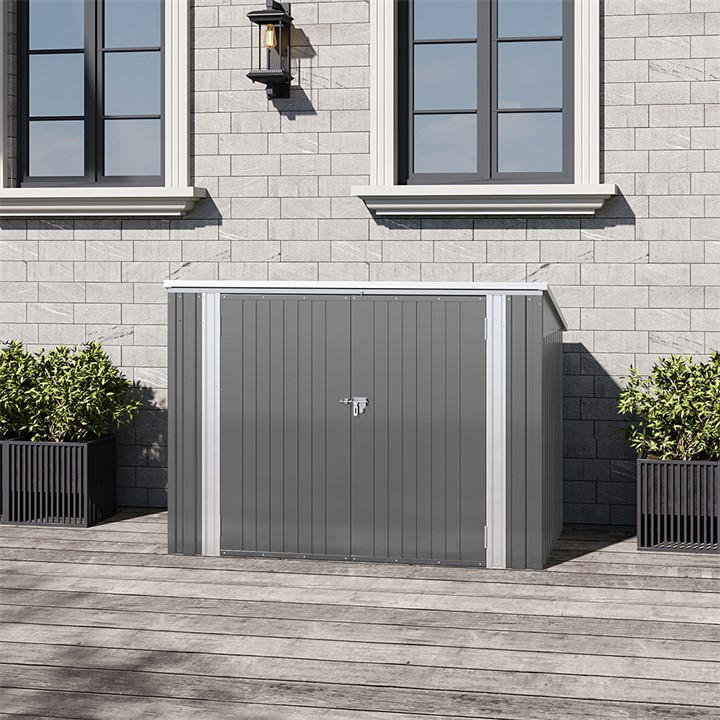 Breeins  Grey Steel Trash Can Bike Storage Shed, Sports Direct