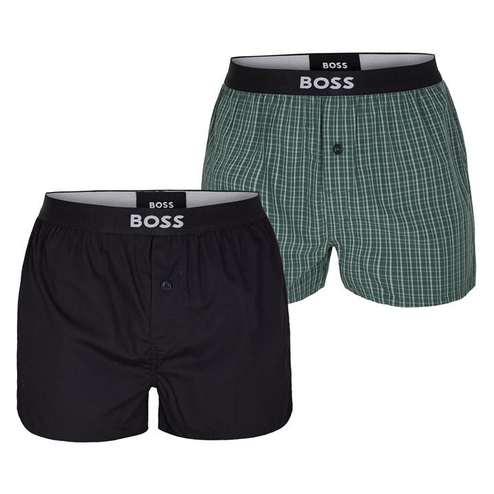 Boss Men' Green 2P Boxer Shorts Ew 10269540 01 in Size S, Sports Direct