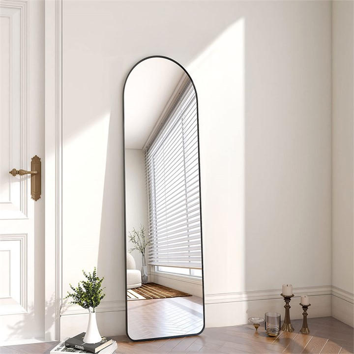 Kabinet Uk  Black Modern Arched Freestanding Metal Floor Mirror, Sports Direct
