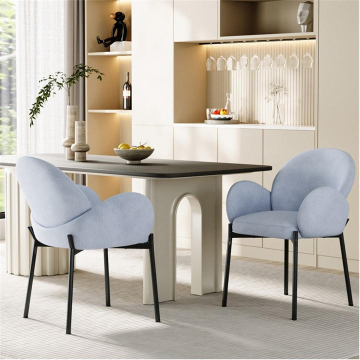 Kabinet Uk  Grey 2 Set Upholstered Dining Chairs With Armrest, Sports Direct