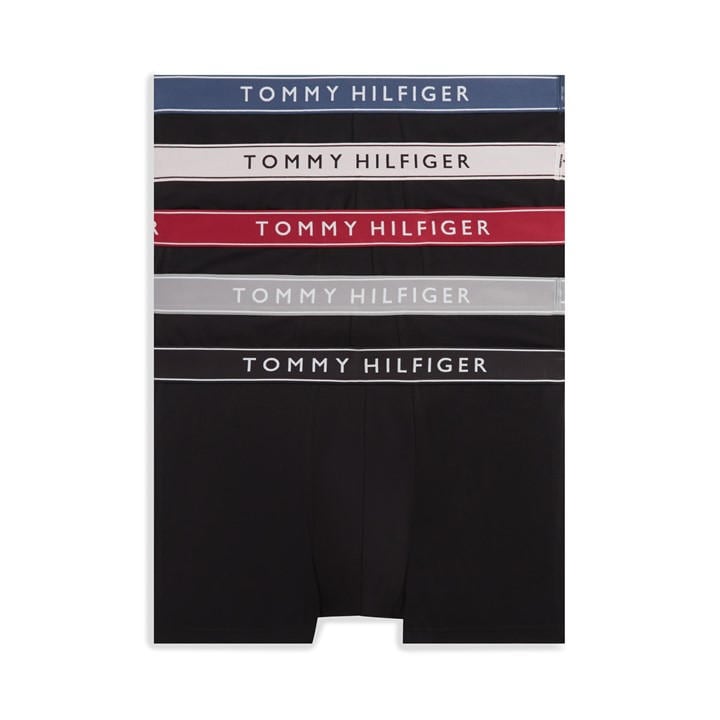 Tommy Hilfiger Men'  5-Pack Essential Logo Waistband Trunks in Size S, Sports Direct