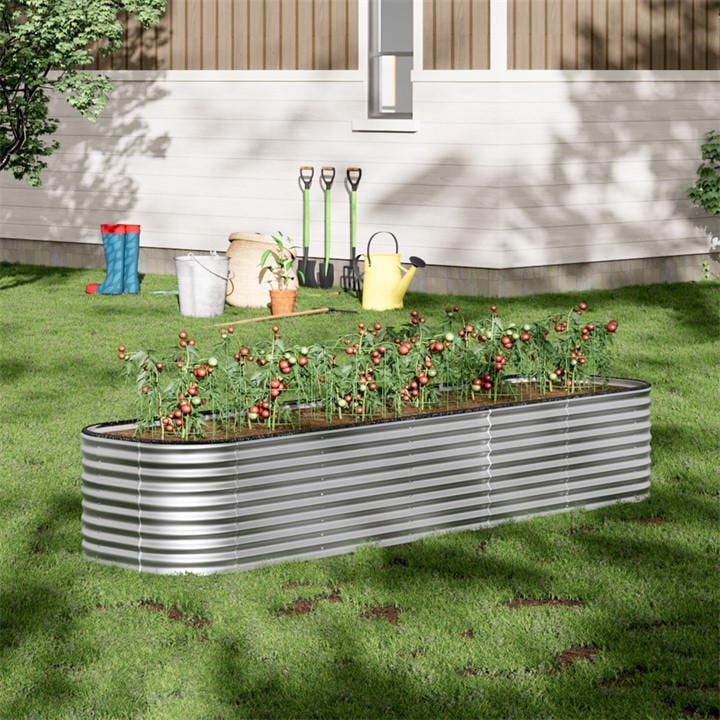 Breeins  Silver 320Cm Oval Steel Raised Garden Bed Sliver 56Cm H, Sports Direct
