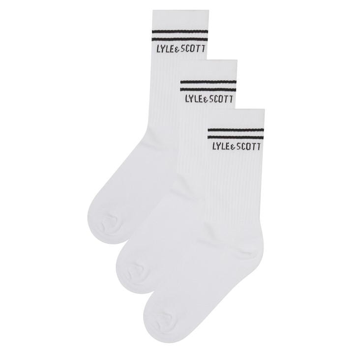 Lyle And Scott Boys White Kids' Crew Socks in Size 6-8 M, Sports Direct