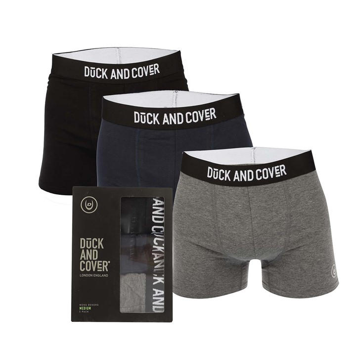 Duck And Cover Men's Multi 3 Pack Of Bronteen Boxer Shorts Large