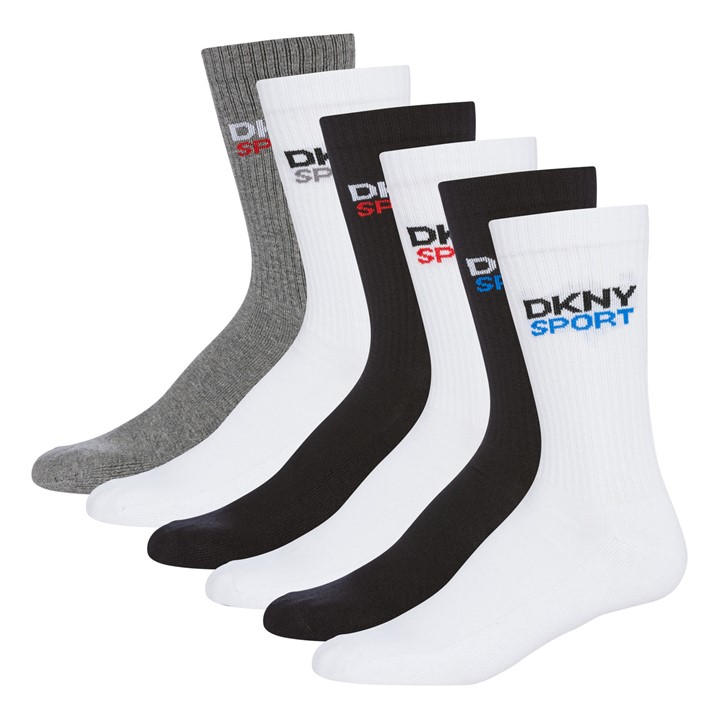 Dkny Men's  6 Pack Sports Socks Dogwood in Size 7 - 11, Sports Direct