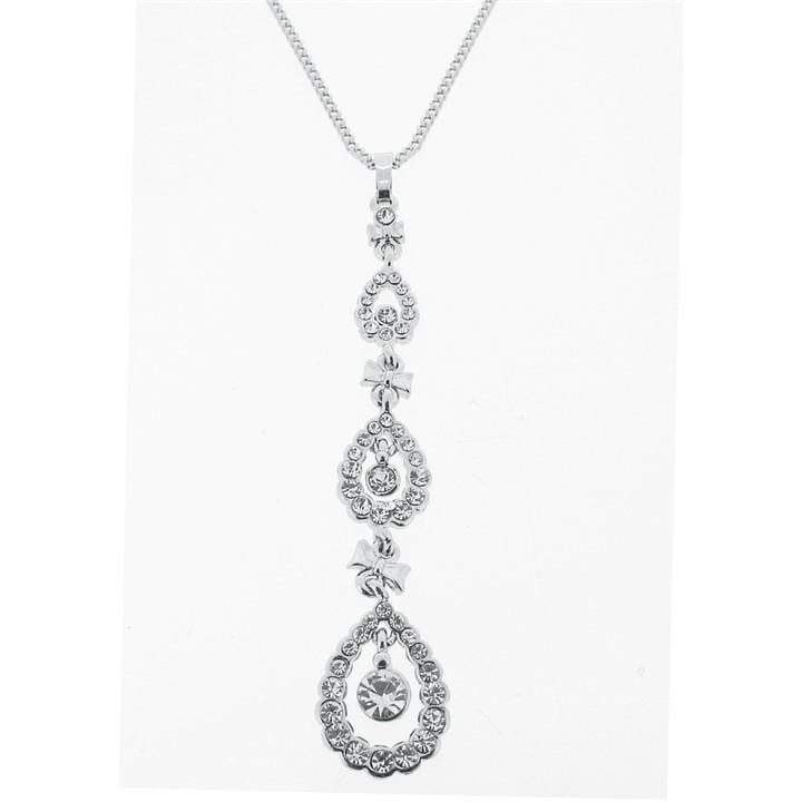 Espree Women's Silver Elite Crystal Triple Drop Pendant, Sports Direct