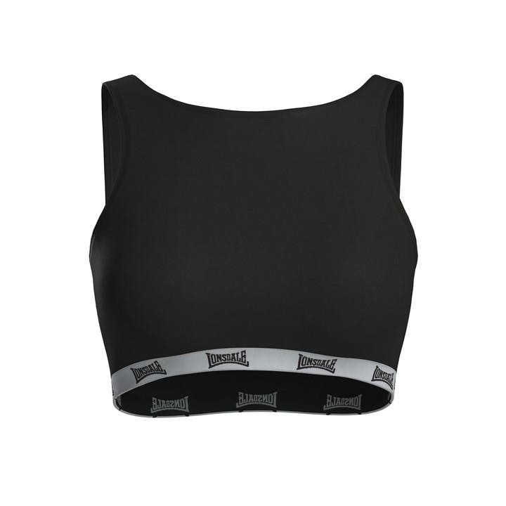 Lonsdale Women's Black Crop Top in Size 36C, Sports Direct