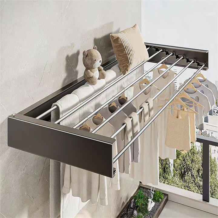 Life Ideas  Black Space-Saving Wall Mounted Towel Drying Rack, Sports Direct
