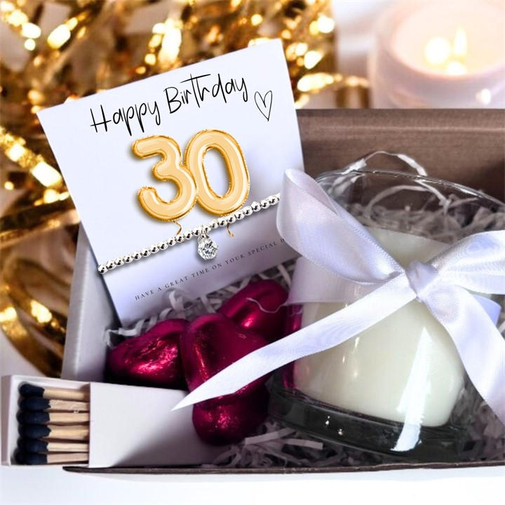 Aye Do Unisex Silver Gold 30Th Birthday Gift Hamper - Bracelet & Candle