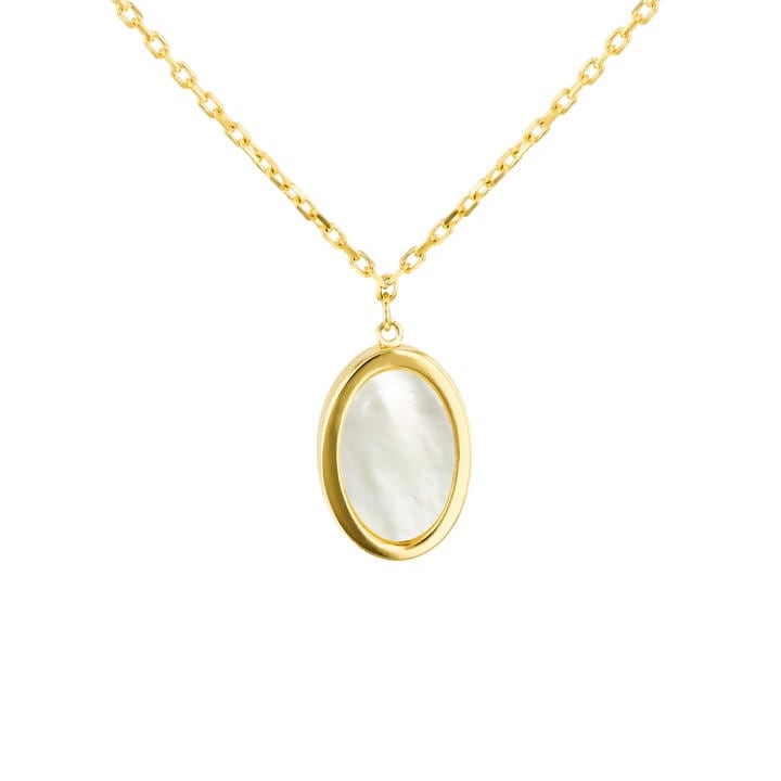 Be You Women's Gold 9Ct Oval Mother Of Pearl Necklace, Sports Direct