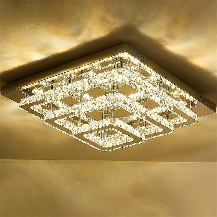 Kabinet Uk  Silver Square Large Glamorous Crystal Led Ceiling Light, Sports Direct