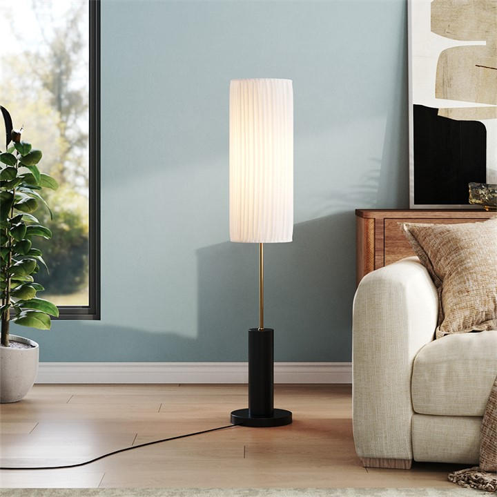 Kabinet Uk  Black Simple Retro Floor Lamp With Fabric Lampshade, Sports Direct