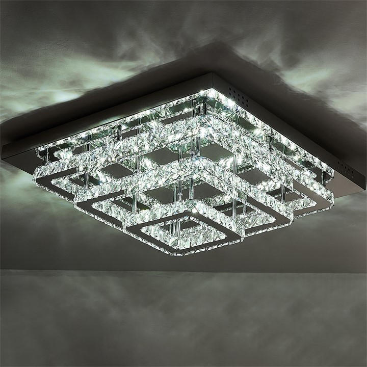 Kabinet Uk  Silver Large Square Crystal Led Ceiling Light, Sports Direct
