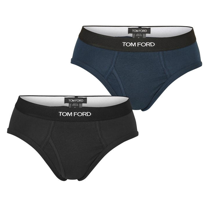 Tom Ford Men's Blue Plain Cotton Briefs, 2-Pack in Size M, Sports Direct