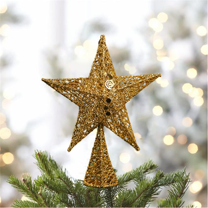 Life Ideas  Gold Wrought Iron Christmas Tree Topper Star Ornament in Size M, Sports Direct