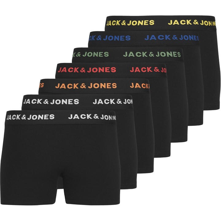 Jack And Jones Boys Black Kids Basic 7-Pack Trunks in Size 11 - 12 Years, Sports Direct