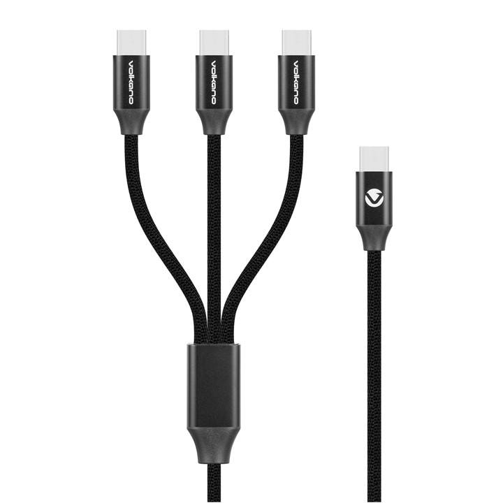 Volkano  Black Weave 100W 3-In-1 Type-C Charging Cable, Sports Direct