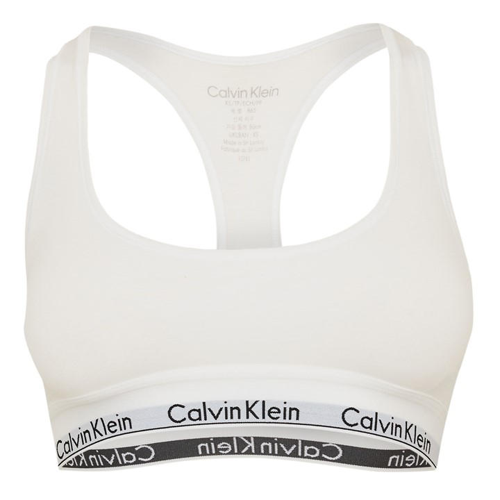 Calvin Klein Women's White Modern Cotton Logo Bralette in Size 8, Sports Direct