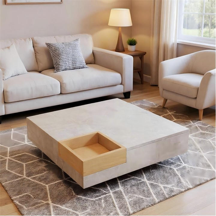 Urban Meuble  Grey Modern Concrete-Effect Coffee Table, Sports Direct