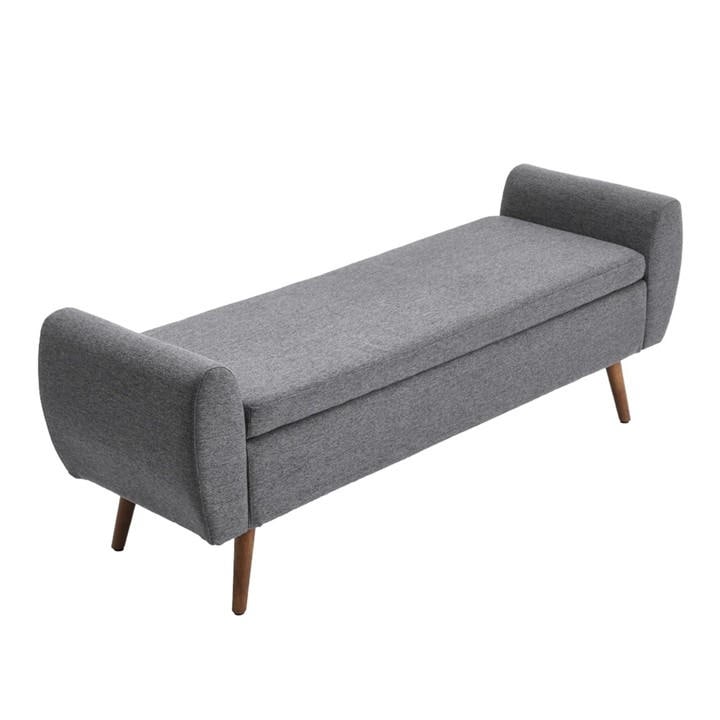 Kabinet Uk  Grey Linen Upholstered Storage Bench, Sports Direct