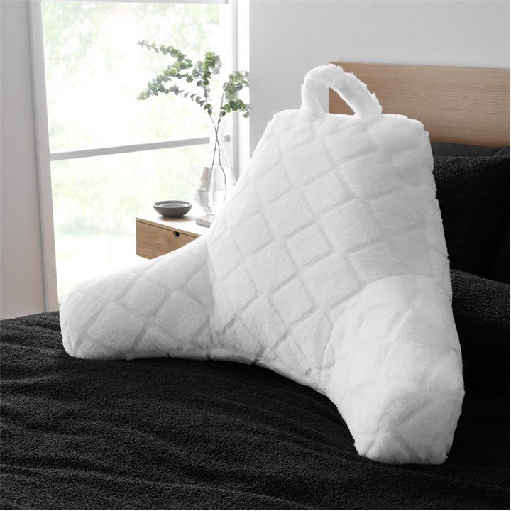 Catherine Lansfield  White Cosy Diamond Faux Fur Cuddle Cushion Back Rest in Size 43, Sports Direct