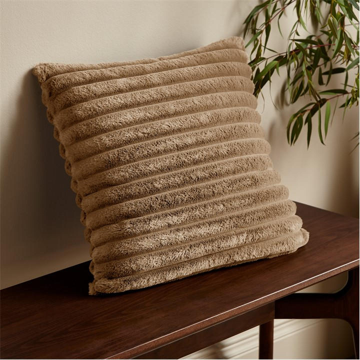 Catherine Lansfield Unisex Natural 'Cosy Ribbed' Cushion In | Size: 45Cm X 45Cm - Image 3