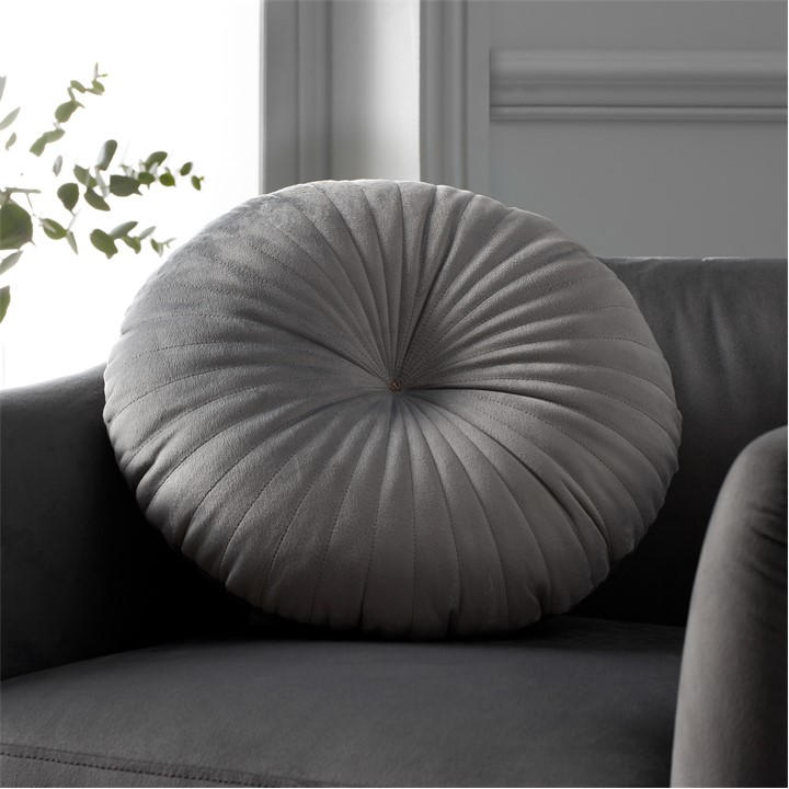 Catherine Lansfield  Grey Round Cushion Soft Touch Cushion, Sports Direct