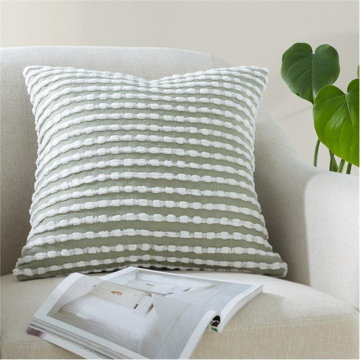 Catherine Lansfield  Green Stab Stitch Zip Closure 43X43cm Cushion in Size 43, Sports Direct
