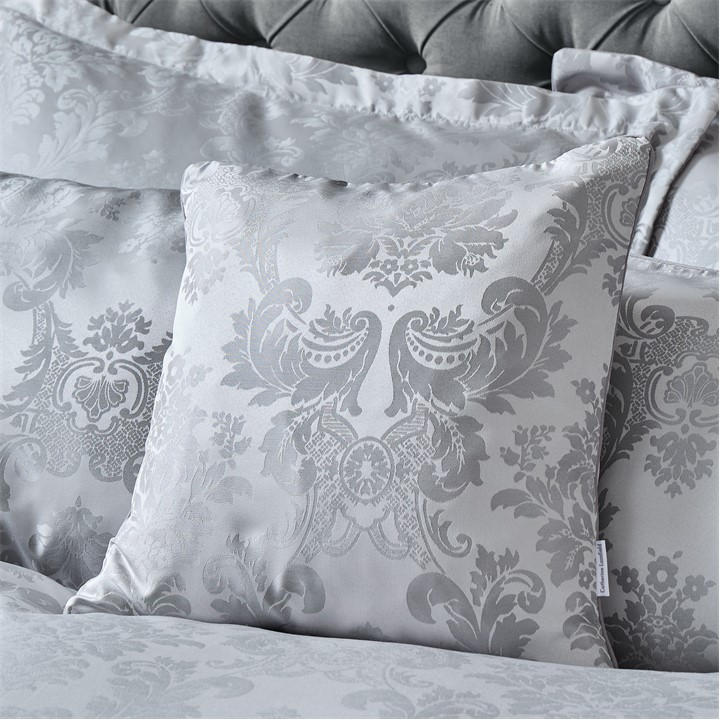Catherine Lansfield Damask Jacquard 43x43cm Cushion Cover Silver Grey - Image 3