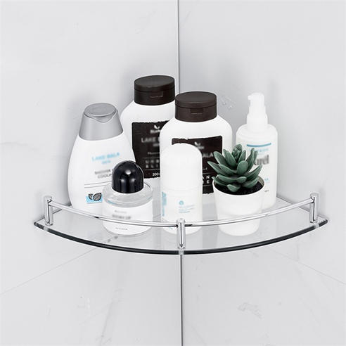 LIFE IDEAS - 1 Tier Bathroom Glass Corner Shelf Wall Mounted