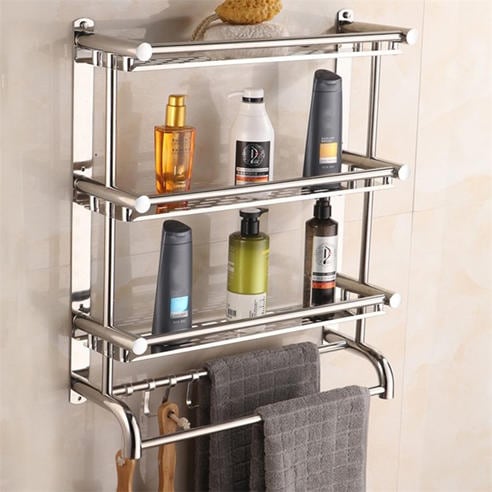 LIFE IDEAS - 3-Tier Stainless Steel Wall-Mounted Bathroom Shelf