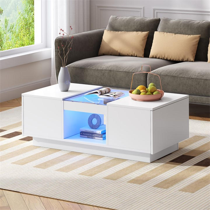 Urban Meuble  White Modern Led Coffee Table Center Table, Sports Direct