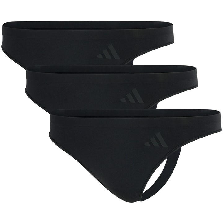 Adidas Women's Black Low Rise Thong 3Pk in Size 12, Sports Direct