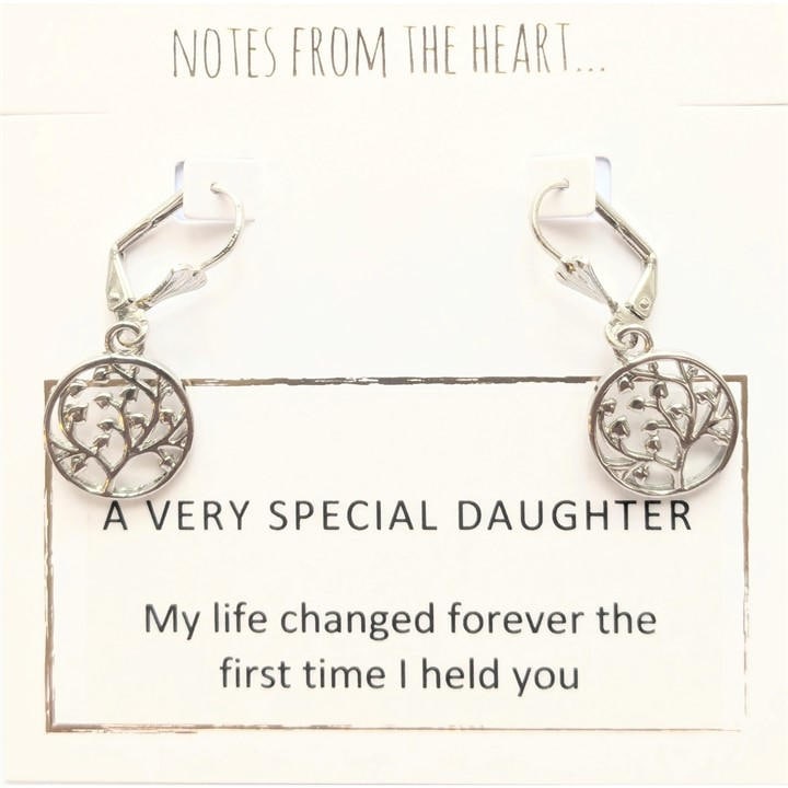 Notes From The Heart Women's Silver Nfth A Very Special Daughter Earrings, Sports Direct