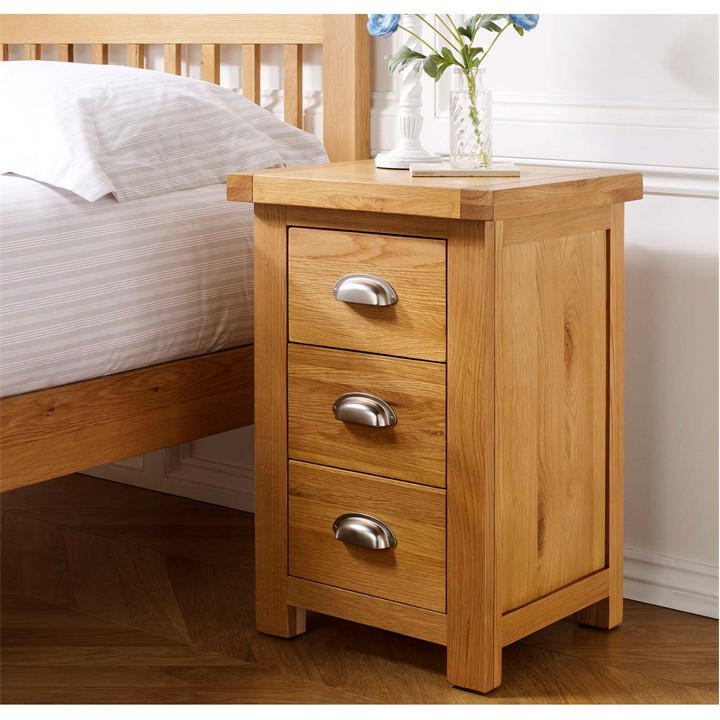 Birlea  Brown Woburn Large 3 Drawer Bedside Table, Sports Direct
