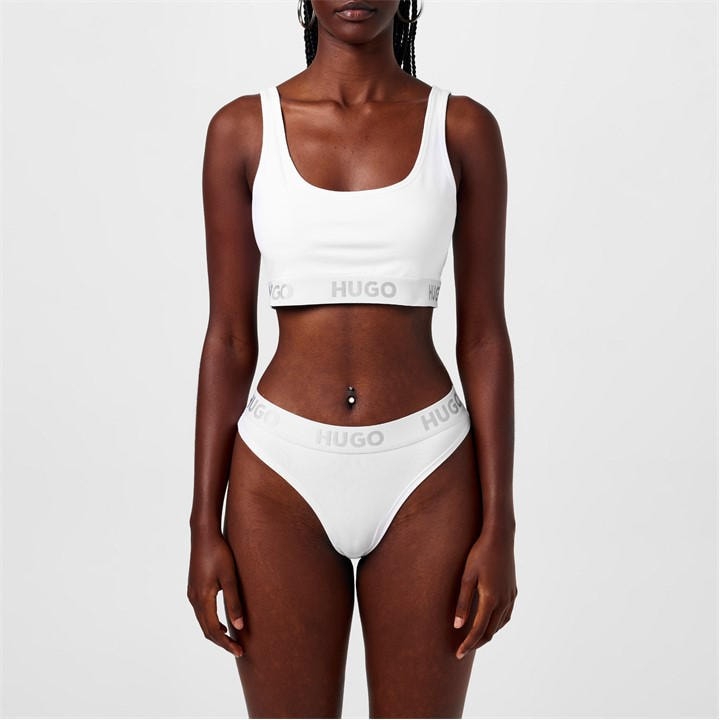 Hugo Women's White Stretch Cotton Thong in Size 10, Sports Direct