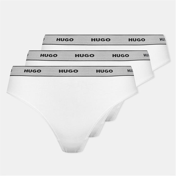 Hugo Women's White 3 Pack Stripe Thong in Size 12, Sports Direct