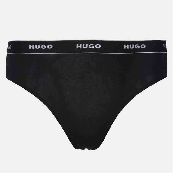 Hugo Women's Black 3 Pack Stripe Thong in Size 12, Sports Direct