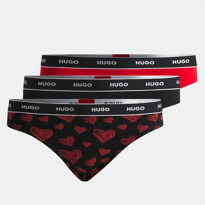 Hugo Women's  3 Pack Stripe Thong in Size 12, Sports Direct
