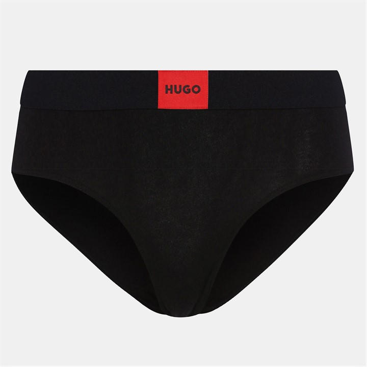 Hugo Women's Black Stretch Cotton Briefs in Size 8, Sports Direct