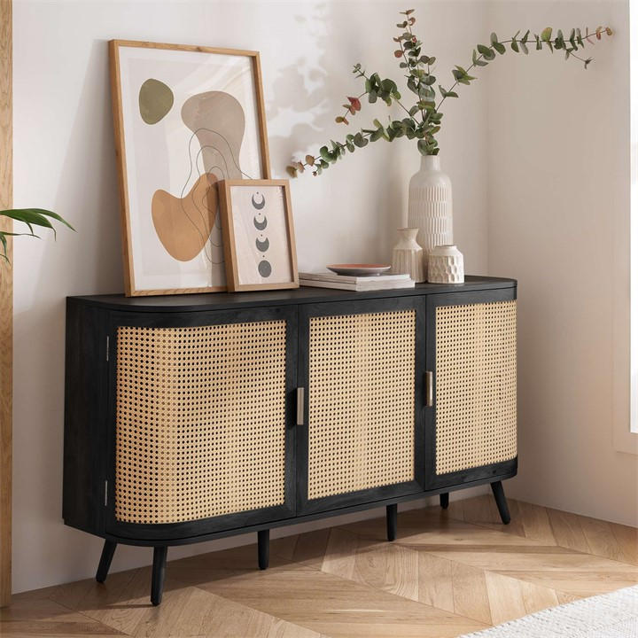 Birlea  Black Noah 3 Door Sideboard, Sports Direct