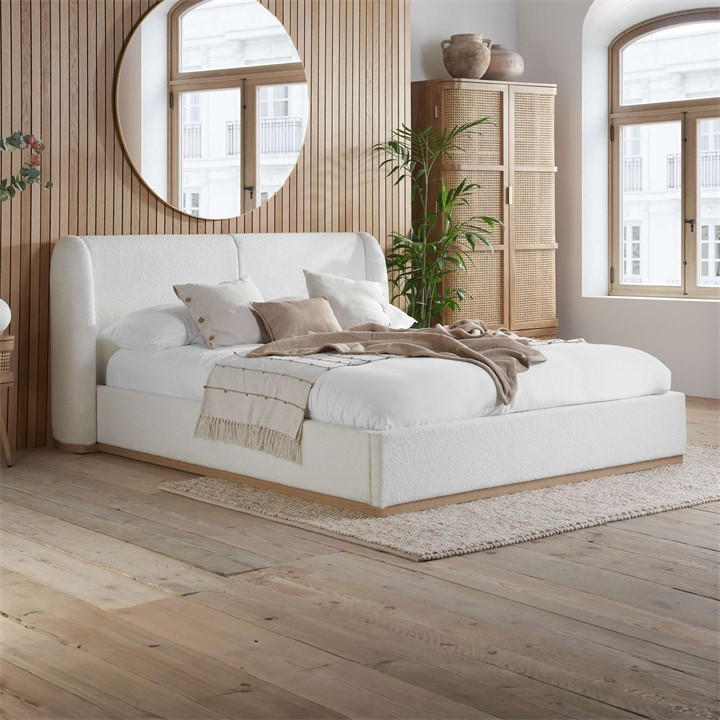 Birlea  White Eden Boucle Bed in Size King, Sports Direct